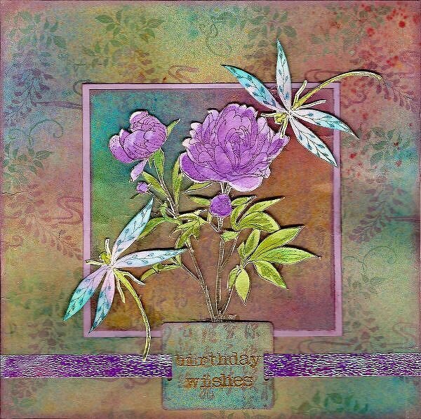 Dragonfly &amp; Wisteria Birthday Card