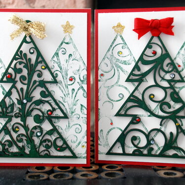 Wooden tree Christmas cards