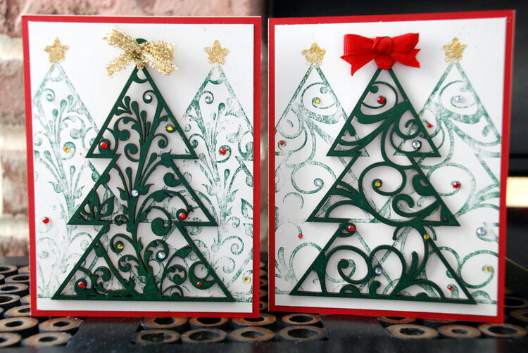 Wooden tree Christmas cards