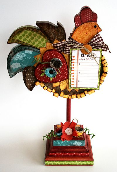 Altered Finally Fall Rooster by Marie-Josee Hamel