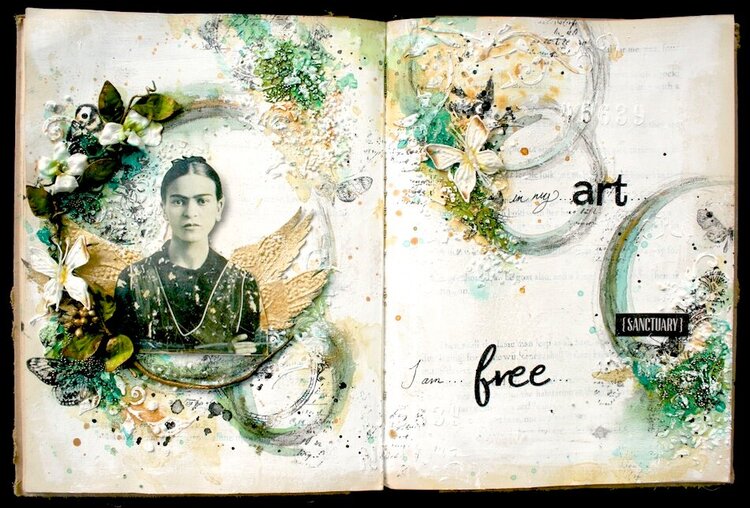 &#039;I am free...&#039; an art journal spread for 13@rts