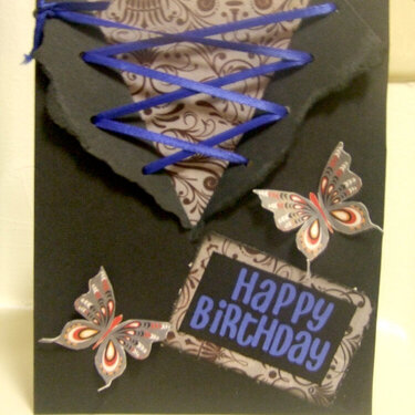 Blue Lace Up Birthday Card