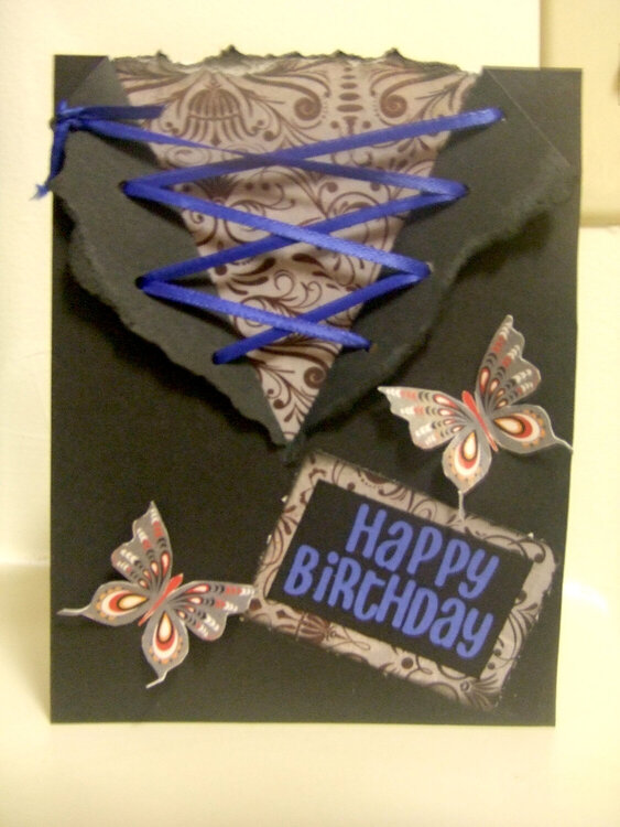 Blue Lace Up Birthday Card