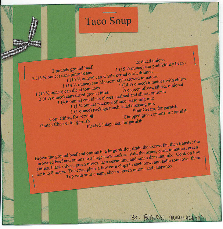 Taco Soup 8x8 Recipe