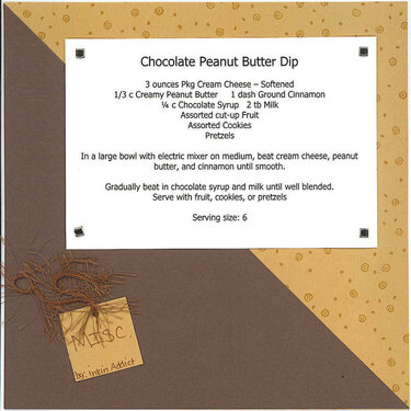Chocolate Peanut Butter Dip 8x8 Receipe Swap