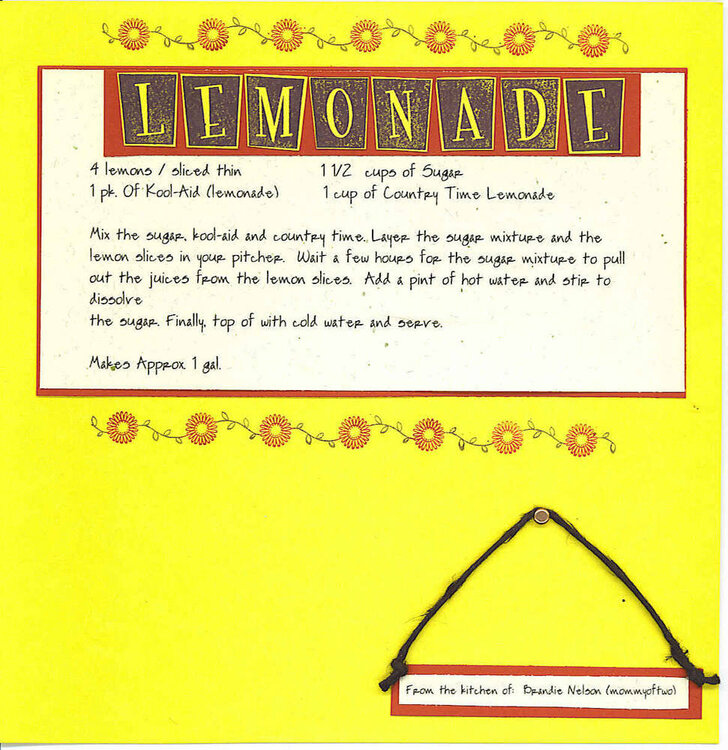 Lemonade 8x8 receipe Swap