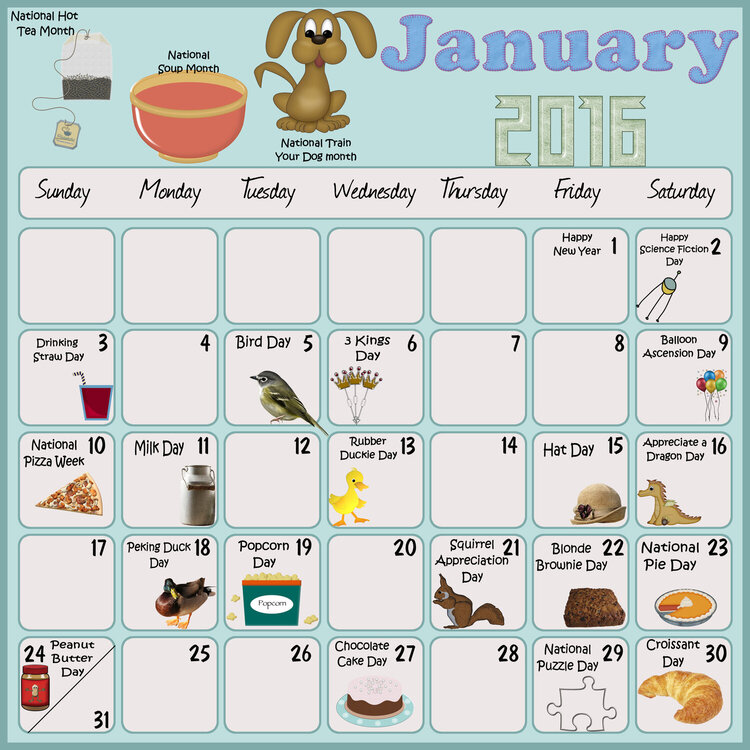 January Calendar 2015