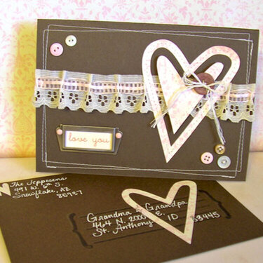 love you card with envelope