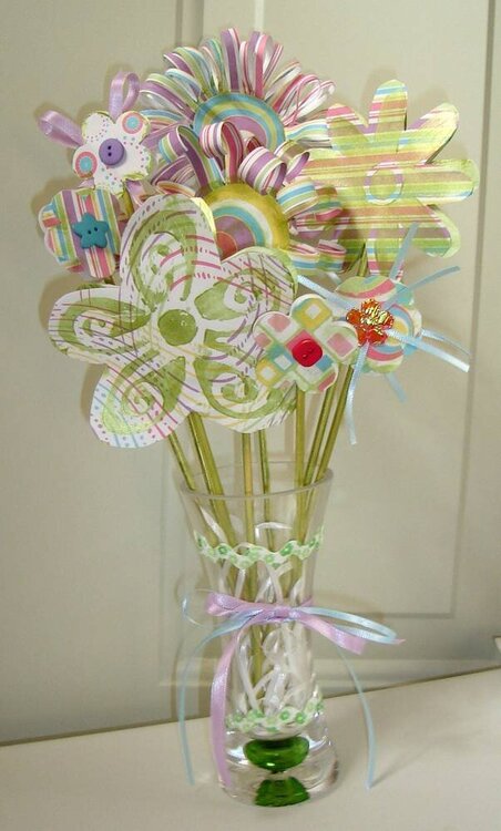 handmade paper flowers arrangement in a vase