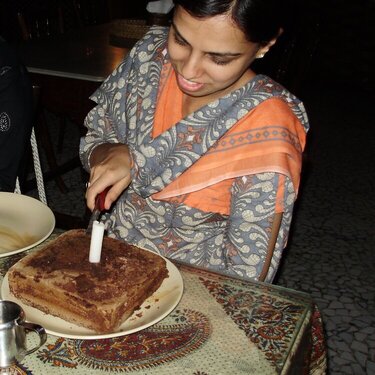 Rekha and her birthday cake