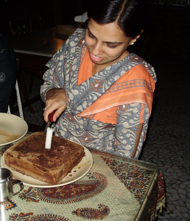 Rekha and her birthday cake
