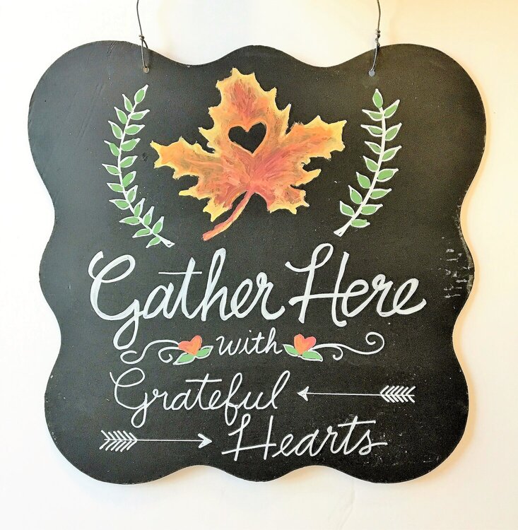 Gather Here Chalkboard sign
