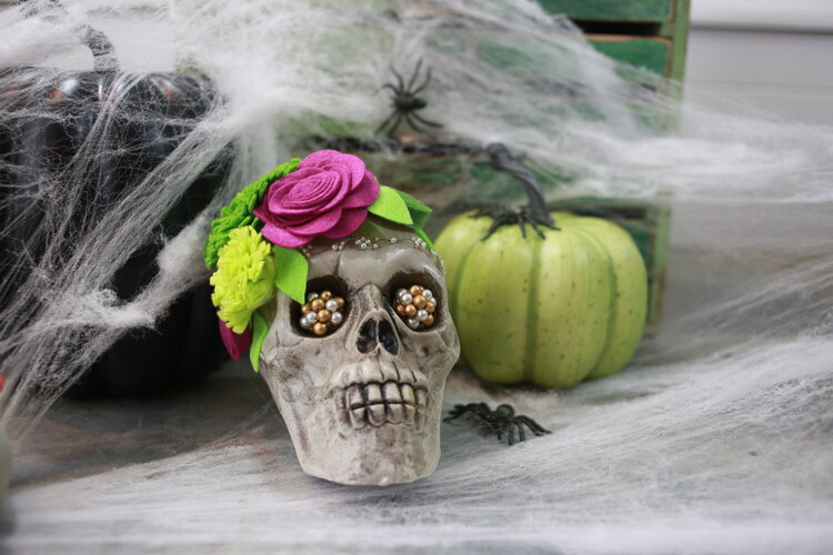 *Jillibean Soup* Felt Flower Embellished Skull