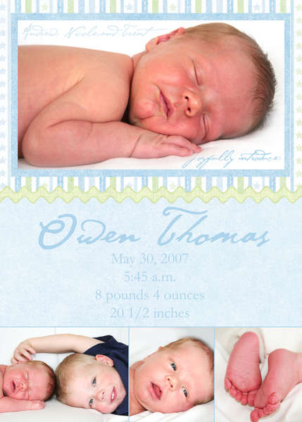 Owen&#039;s birth announcement color