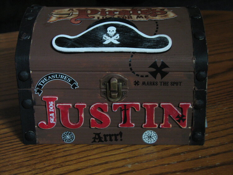 Altered Pirate Treasure Box--Front View
