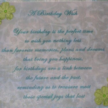 Inside of the Birthday Card for my MIL