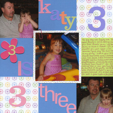 katy is 3 (chuck e / left)