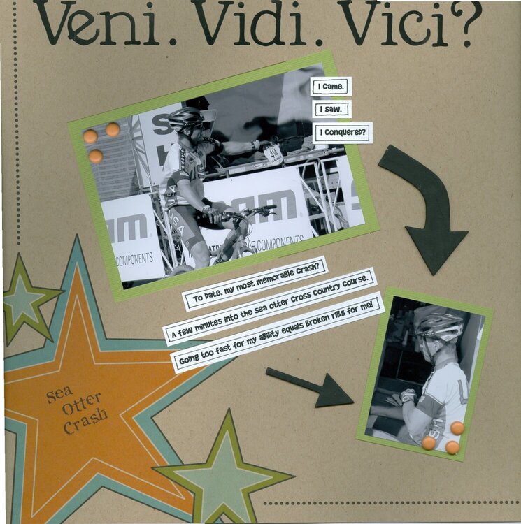 Veni. Vidi. Vici? (Translation = I came. I saw. I conquered?)
