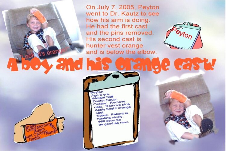 A boy and his orange cast!