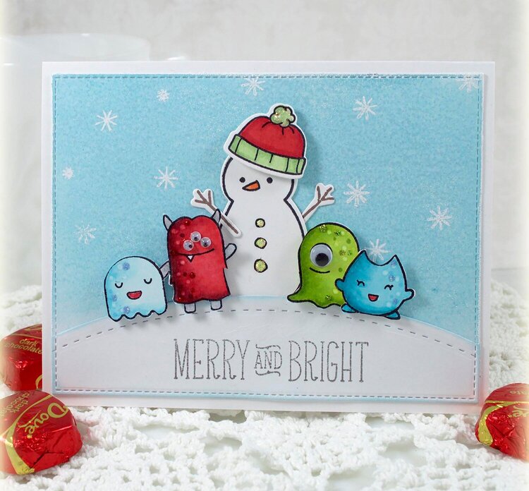 Lawn Fawn Monster Mash Christmas card