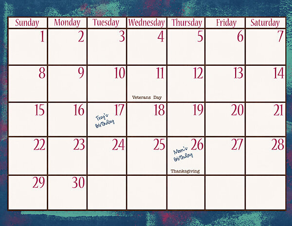 November Calendar Bottom