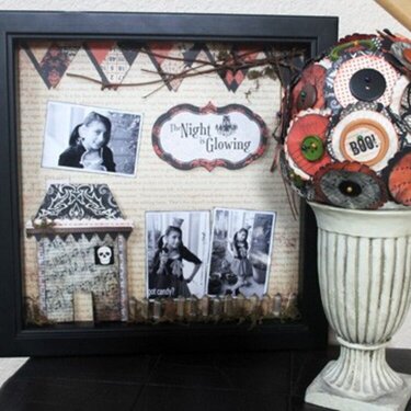 altered shadow box frame and topiary