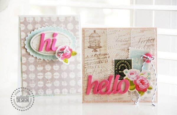 Hello card set  **Pink Paislee**