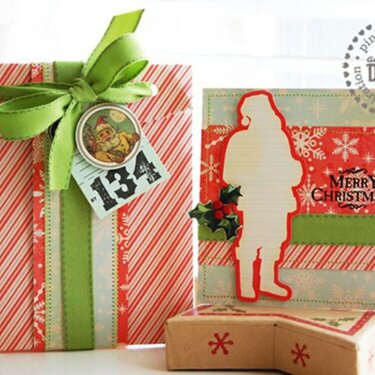 Merry Christmas card & envelope  **Pink Paislee**