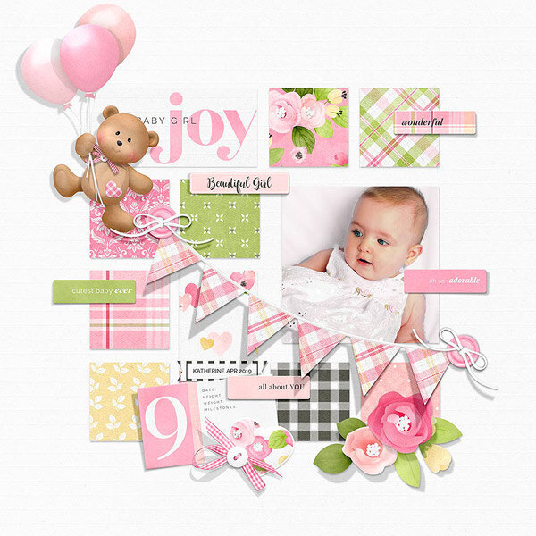 Baby Girl Digital Scrapbook Layout Idea