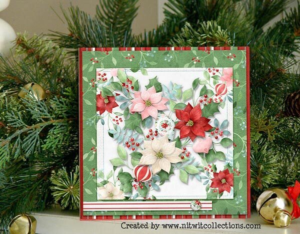 Handmade Christmas Card with Poinsettias