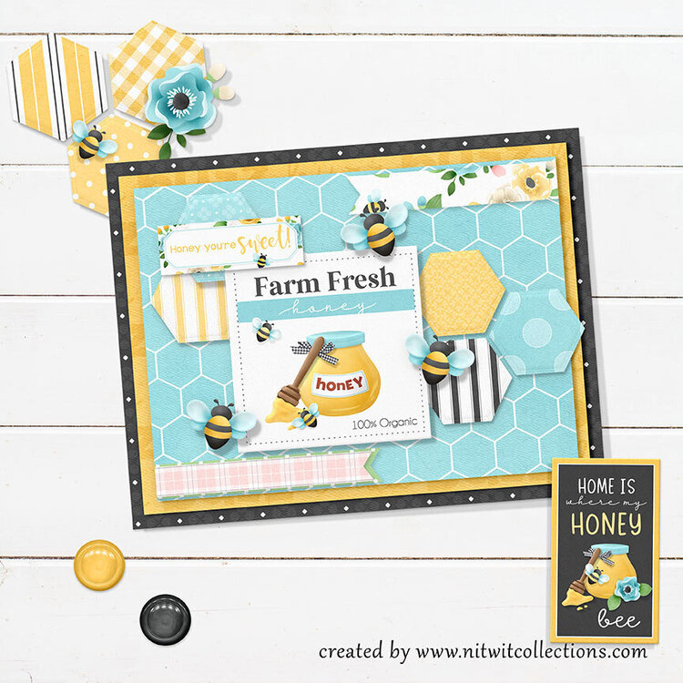A Sweet Summer Card Or Invitation With Honey Bees Theme