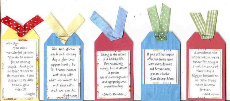Inspirational tag book entry mini tags