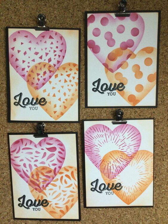 Double stenciled Valentines