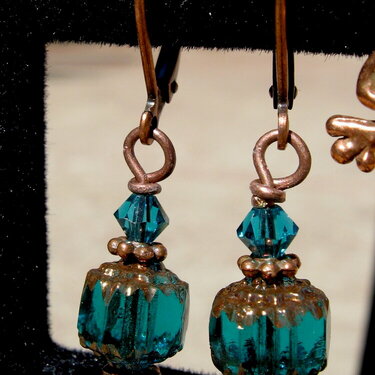 Blue Zircon &amp; Copper Earrings