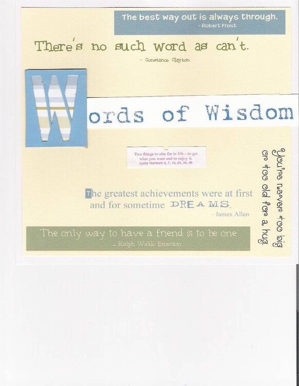 Words of Wisdom Circle journal title page