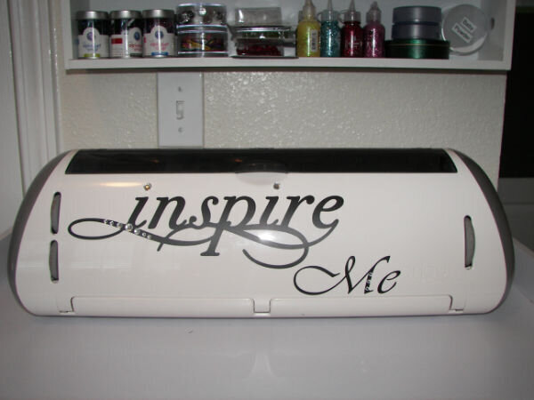The Cricut E with vinyl and Bling