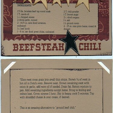 Beefsteak Chili - 4x6 Recipe Card