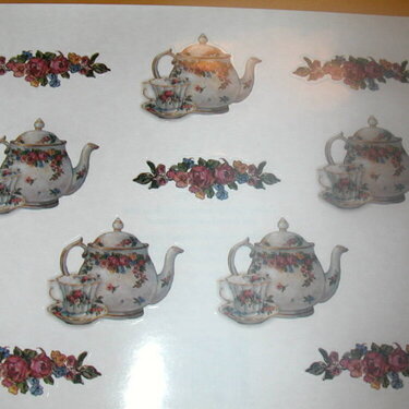 tea cups and flowers sticker sheet