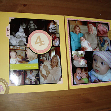 2 page layout of baby book - 4 months