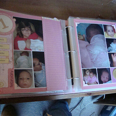 2 page layout of 1st Month baby book
