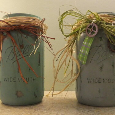 Distressed mason jars