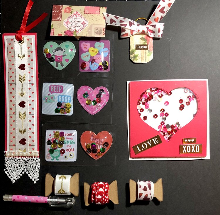 Goodies inside Valentine bag