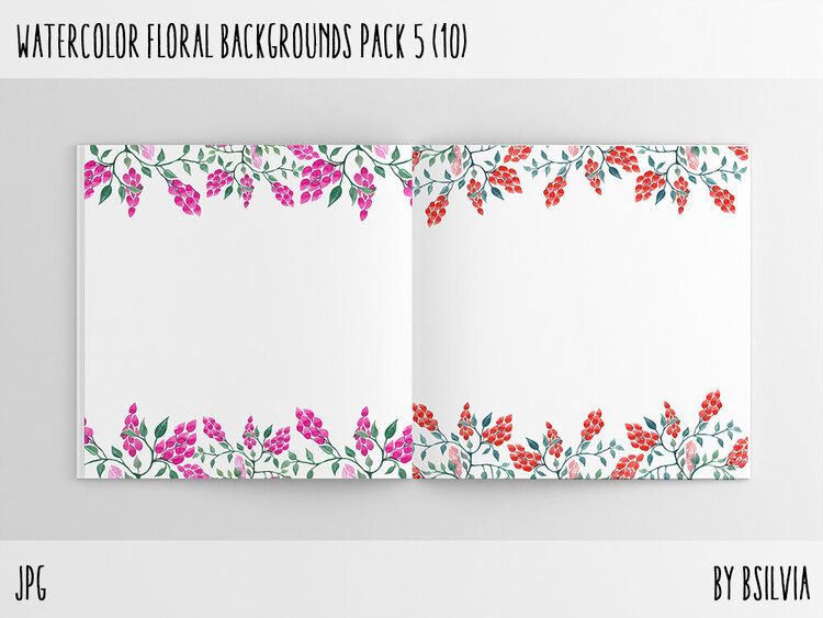 Watercolor Floral Backgrounds with Text Space