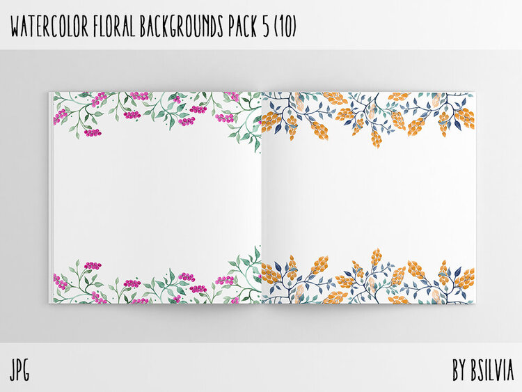 Watercolor Floral Backgrounds with Text Space