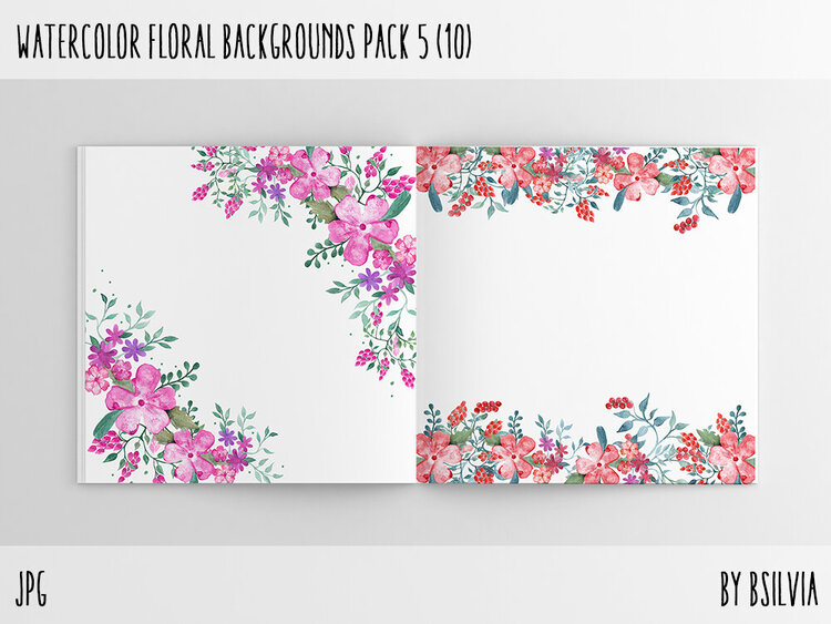 Watercolor Floral Backgrounds with Text Space