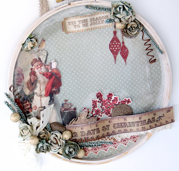 Altered Christmas Embroidery Hoop wall Decoration