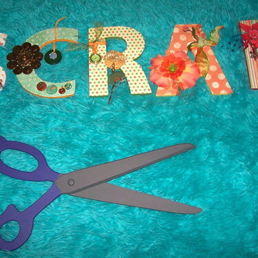 letters i made to hang on my wall, i painted the big scissors.