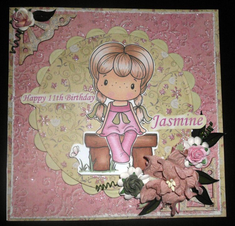 Jasmine Birthday card - Flourish with a Bling