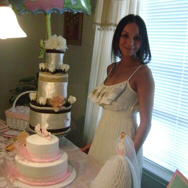 Bride to be with Bridal Towel Cake