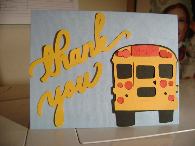 Thank you to bus driver - school card